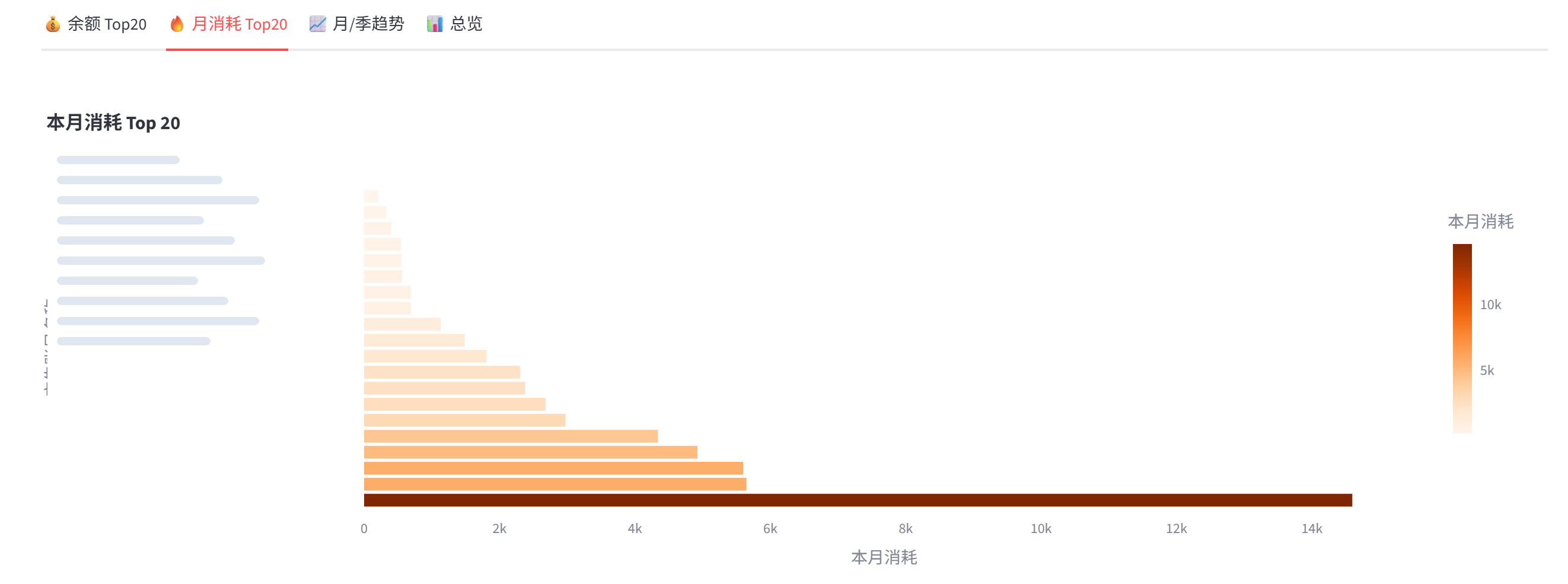 Top20 月消耗